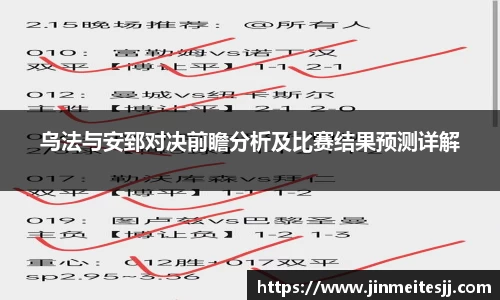 乌法与安郅对决前瞻分析及比赛结果预测详解